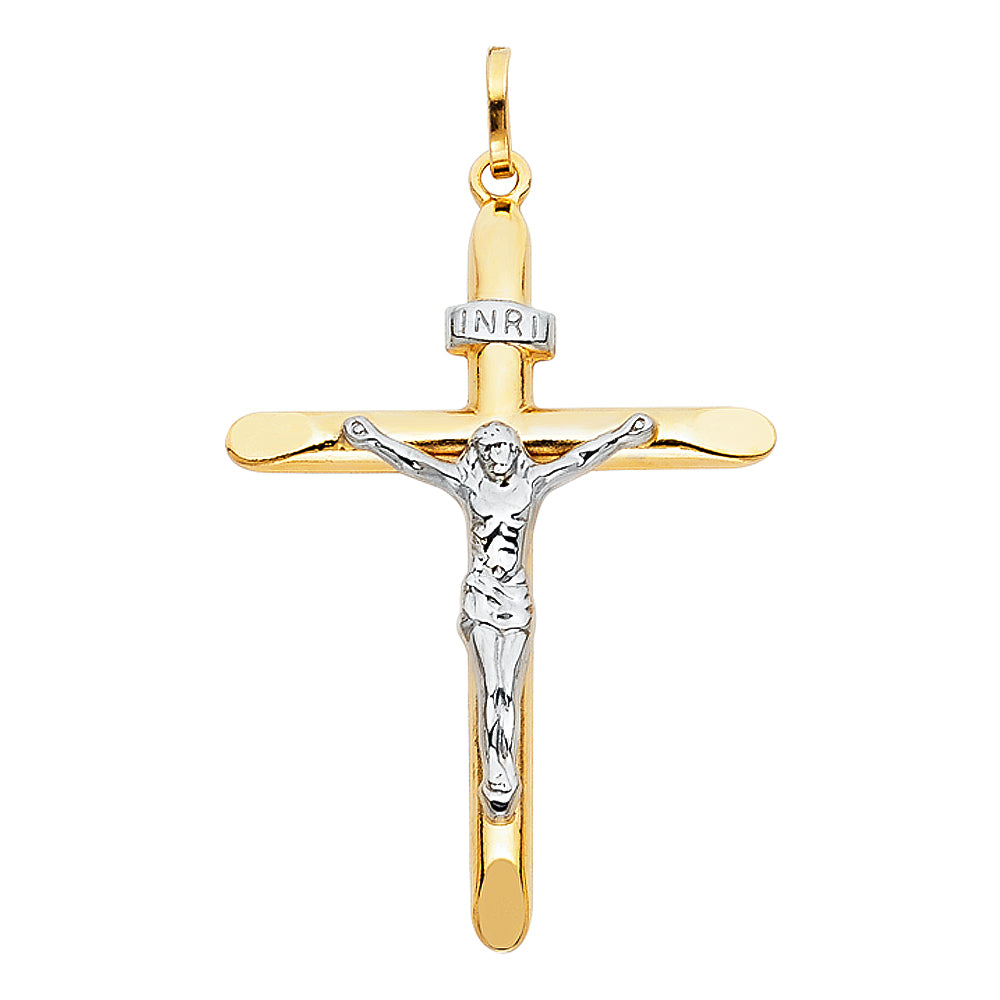 14K Two Tone Gold Crucifix (30X50 mm)