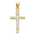 14K Two Tone Gold Mashed Crucifix (15X30 mm)