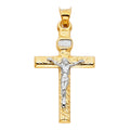 14K Two Tone Gold Mashed Crucifix (18X35 mm)