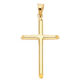 14K Yellow Gold Hollow Round Tube Cross (20X40 mm)