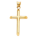 14K Yellow Gold Hollow Round Tube Cross (15X35 mm)