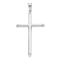 14K White Gold Hollo Round Tube Cross (25X50 mm)