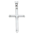 14K White Gold Hollo Round Tube Cross (15X35 mm)