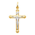 14K Two Tone Gold Hollow Crucifix Big (20X35 mm)