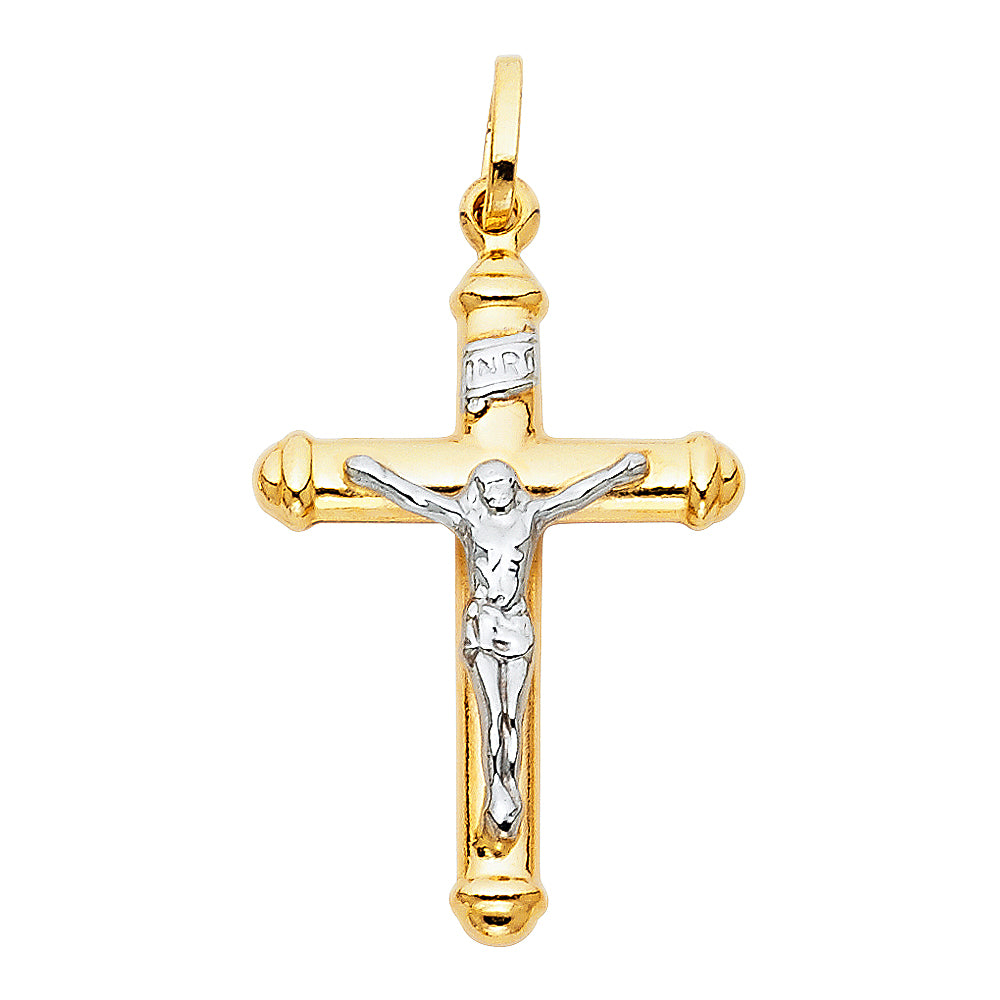 14K Two Tone Gold Hollow Crucifix Big (20X35 mm)