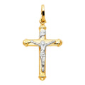 14K Two Tone Gold Hollow Crucifix Small (15X30 mm)
