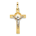 14K Two Tone Gold Crucifix Cross Big (20X35 mm)