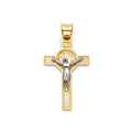 14K Two Tone Gold Crucifix Cross Small (15X30 mm)