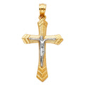 14K Two Tone Gold Passion Crucifix (15X30 mm)