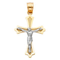 14K Two Tone Gold Polished/Satin Crucifix