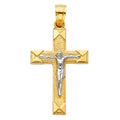 14K Two Tone Gold Crucifix Pendant(15X30 mm)