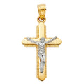 14K Two Tone Gold Crucifix Pendant (15X30 mm)