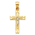 14K Two Tone Gold Crucifix (10X25 Mm)