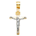 14K Two Tone Gold Small Crucifix Pendant