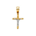 14K Two Tone Gold Tiny Crucifix Pendant