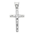 14K White Gold Hollow Round Tube Crucifix