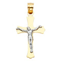 14K Two Tone Gold Pol Cross Crucifix