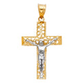 14K Two Tone Gold Cut-Out Crucifix Pendant