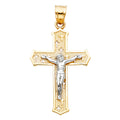 14K Two Tone Gold Passion Cross Crucifix