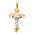 14K Yellow White Rose Gold Crucifix Large