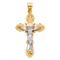 14K Yellow White Rose Gold Crucifix Big