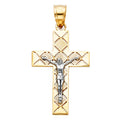 14K Two Tone Gold Cut Out Design Crucifix Pend
