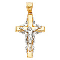 14K Two Tone Gold Fancy Design Crucifix