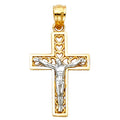 14K Two Tone Gold Heart Design Cross Crucifix