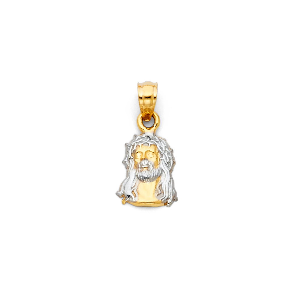 14K Two Tone Gold Jesus Christ Head Small Pend