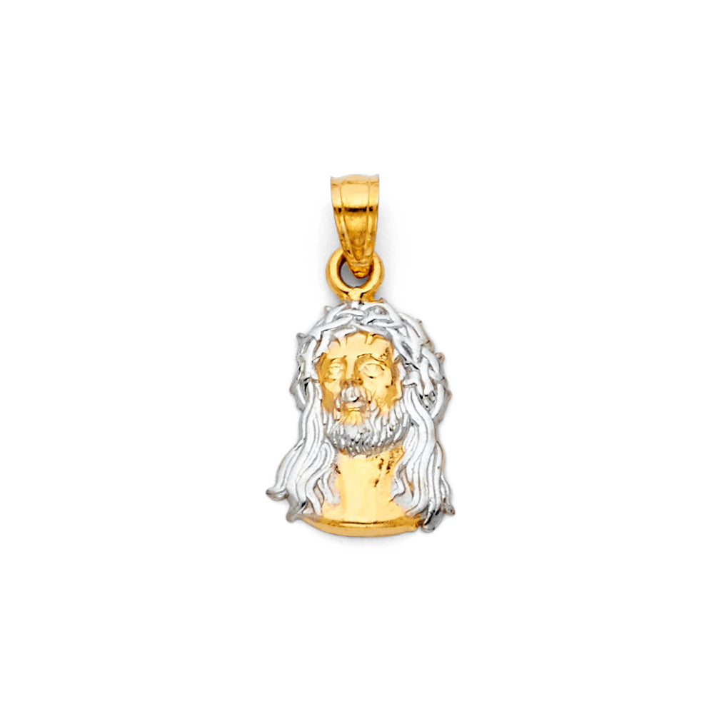 14K Two Tone Gold Jesus Christ Head Big Pendan