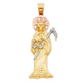 14K Yellow White Rose Gold Santa Muerte Pendant (15X45 mm)
