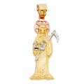 14K Yellow White Rose Gold Santa Muerte Pendant (10X35 mm)