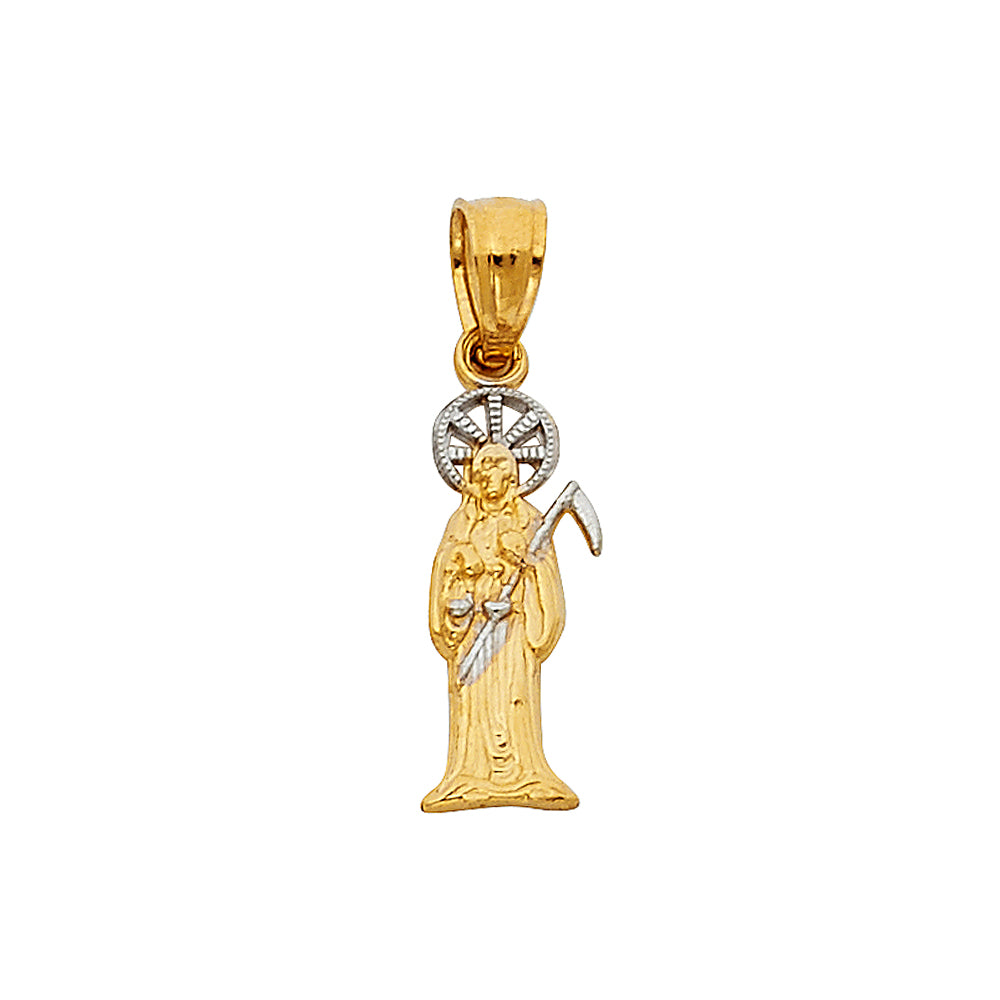 14K Two Tone Gold Santa Muerte Small Pendant