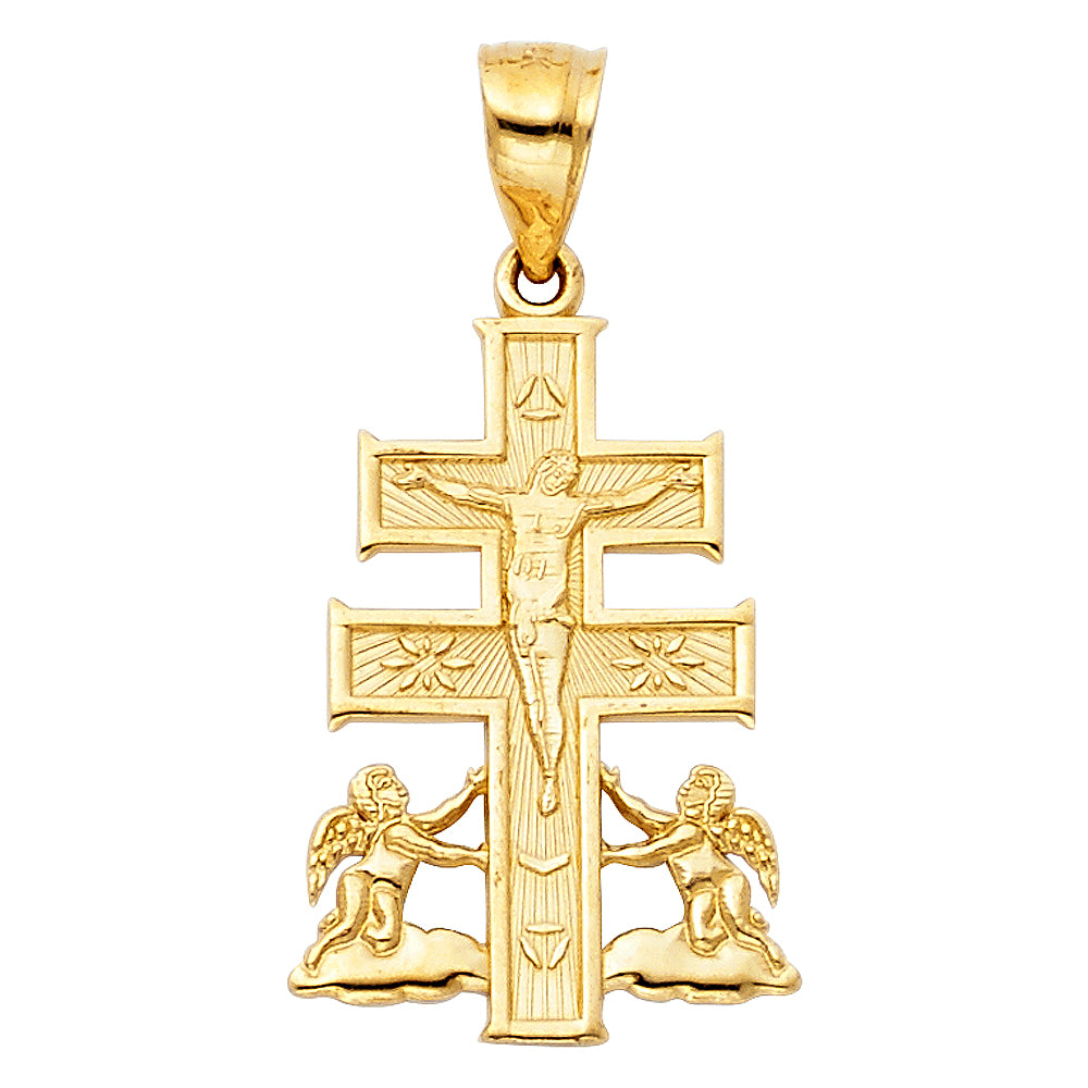 14K Yellow Gold Caravaca Cross Pendant