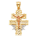 14K Yellow White Rose Gold Caravaca Cross Pendant