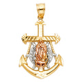 14K Yellow White Rose Gold Mariner Guadalupe Cross