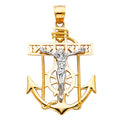 14K Two Tone Gold Mariner Cross Pendant Big