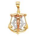 14K Yellow White Rose Gold Mariner Cross Pendant (25X35 mm)