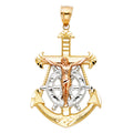 14K Yellow White Rose Gold Mariner Cross Pendant (25X45 mm)
