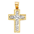 14K Two Tone Gold Fancy Design Cross Pendant