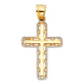 14K Two Tone Gold Design Cross Pendant (15X30 mm)