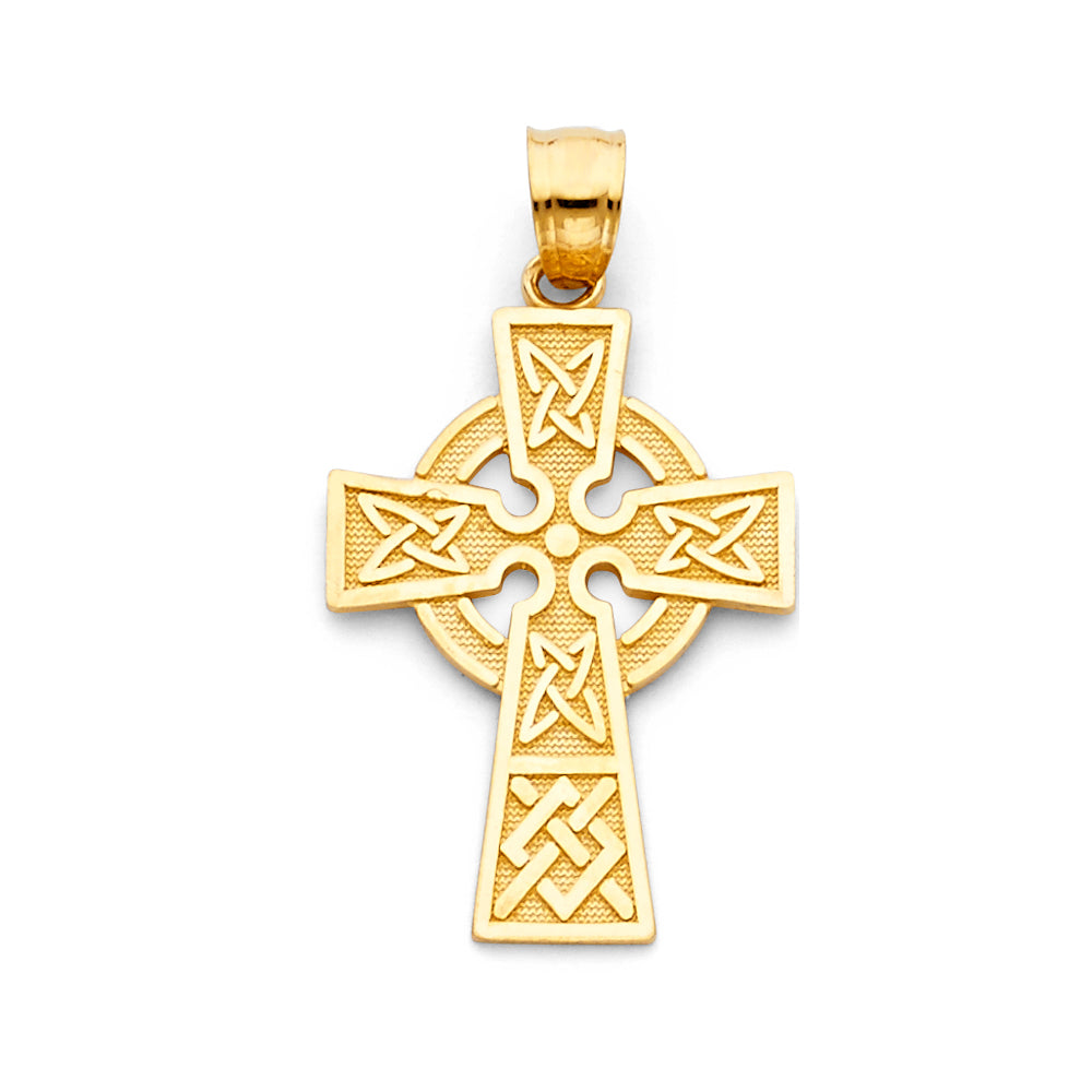14K Yellow Gold Celtic Cross Pendant (20X30 mm)