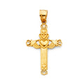 14K Yellow Gold Claddagh Cross (20X30 mm)