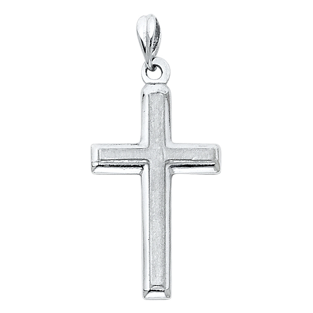 14K White Gold Latin Cross Pendant (13X28 mm)