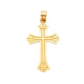 14K Yellow Gold Budded Cross Pendant (45X30 mm)