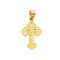 14K Yellow Gold Budded Diamond Cut Cross