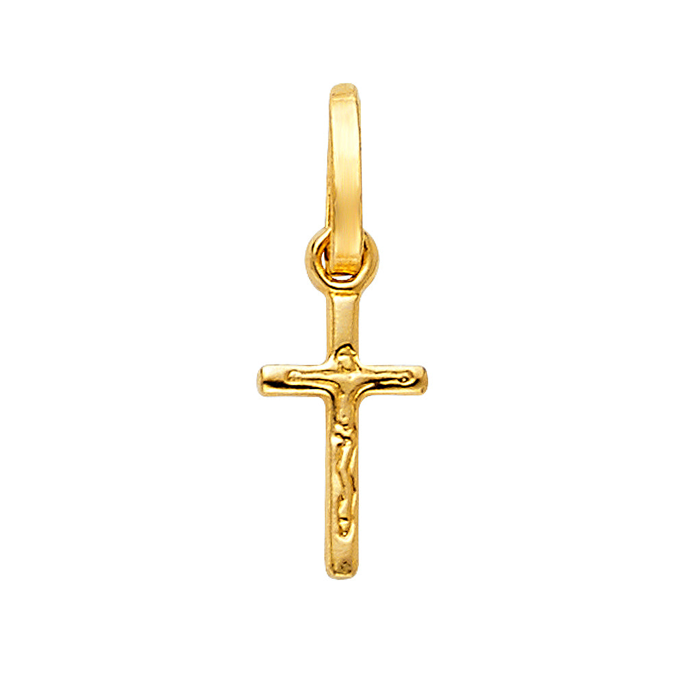 14K Yellow Gold Crucifix Design Tiny Cross