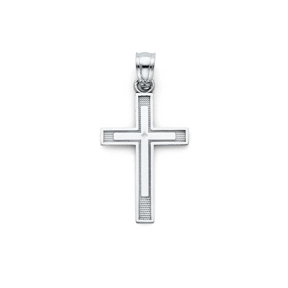 14K White Gold Latin Cross Pendant (13X25 mm)