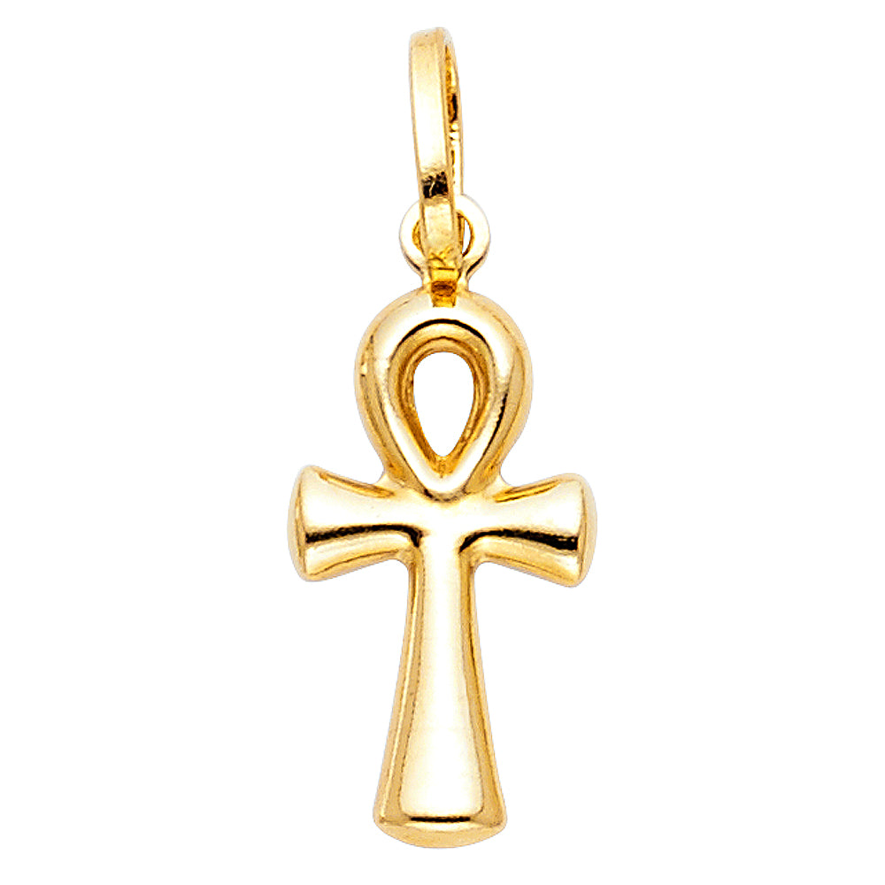 14K Yellow Gold Ankh Cross Pendant Small (10X25 mm)