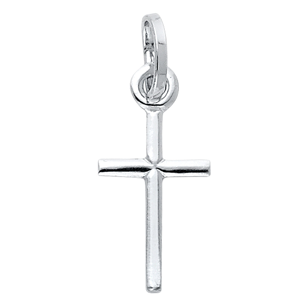 14K White Gold Solid Latin Cross (10X25 mm)
